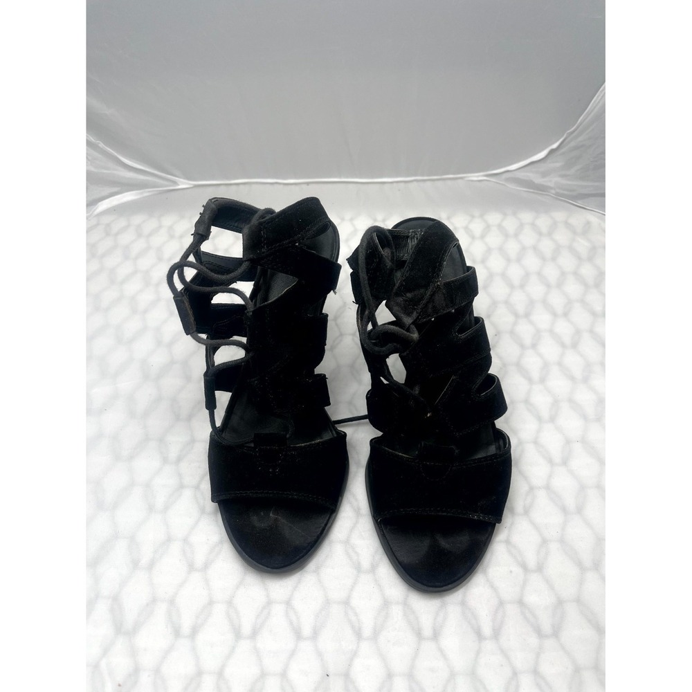 Simply Vera Vera Wang Women's Gladiator 7.5M Core Black Lace Up Heeled Sandals